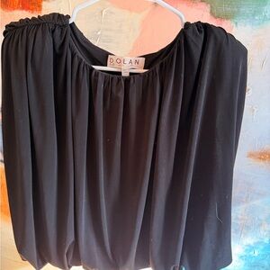 Dolan (Anthropologie) Black Gathered Neck Blouse